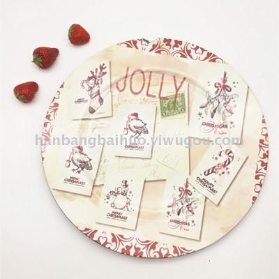 Plastic plates on Christmas plates round plates on fashionable European table MATS