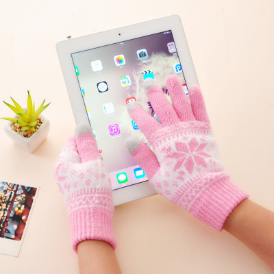 Touch screen gloves 2017 autumn and winter new warm gloves wool snowflakes flakes Touch mobile phone gloves wholesale manufacturers direct sales