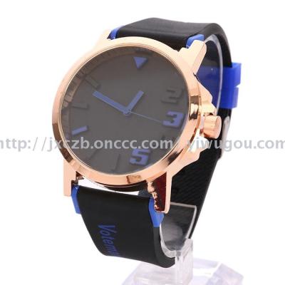 New best-selling men Europe and the United States simple outdoor silica gel quartz watch.