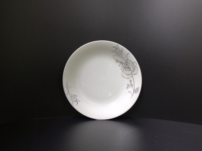 Ceramic bone China gold 8 inch round soup plate.