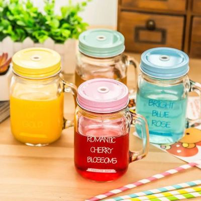 Creative letter mason drink glass, with straw manufacturers direct sale.