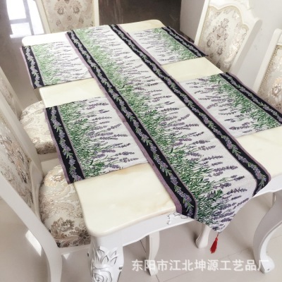 Manufacturer direct selling lavender pattern cotton yarn- stain table banner amazon cross-border hot plate upholstery upholstery upholstery.