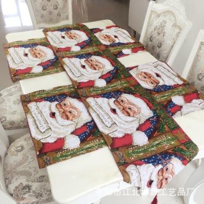 Manufacturer direct selling europe-style Santa terylene yarn-dyed table flag amazon cross-border special home furnishing soft decoration table mat.