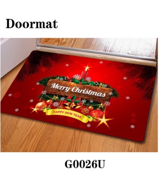 Cross-border foreign trade flannel Christmas decoration floor mat water and anti-slip 3D printing floor mat spot wholesale.