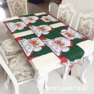 Manufacturer's direct selling Santa Claus color jacquard table banner cross-border popular table napkin table MATS European and American foreign trade original.