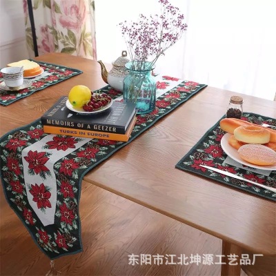 New product foreign trade original single American Christmas flower table flag cross border export hot table towel table mat table bed flag.