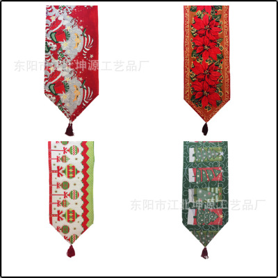 Real factory direct sales of color jacquard Christmas table flag holiday products export crafts home decoration.