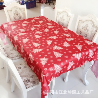 The factory sells The red Christmas tree printing table cloth cross-border hot party restaurant scene decorated cloth art.