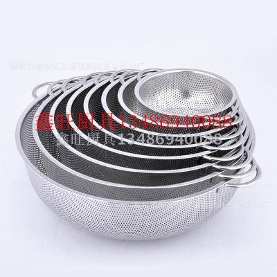 Stainless with hole washing rice sieve electrolysis multi - purpose washing rice basket/fruit and vegetable basket.