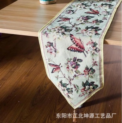Foreign trade original single American butterfly table flag table towel hotel household soft decoration cotton and linen table flag.