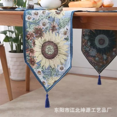 Foreign trade original single American cotton flax sunflower table flag sofa bed flag upholstery upholstery upholstery.