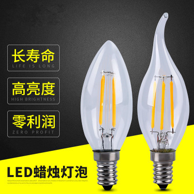 Candle light bulb E14LED Edison C35 filament lamp bulb end of the bulb 2W4W energy saving lamp 110V220V dimming.