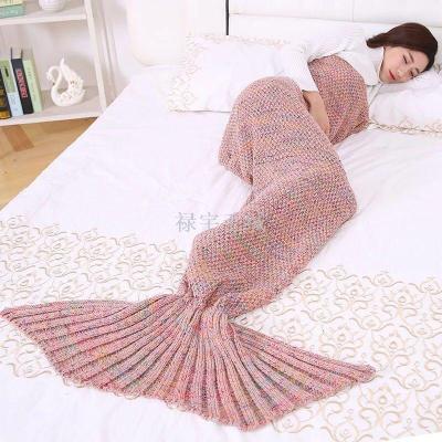 Amazon quick sells hot style hollowed-out mermaid blanket with a knitted tail blanket air conditioning bag.