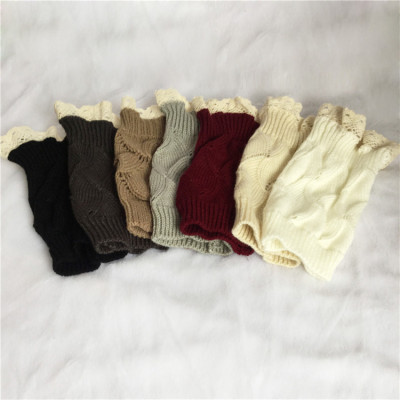 The new - style pure color lace of lace is The wool of The women 's cashmere warm knitted legs sets manufacturer direct sale wholesale.