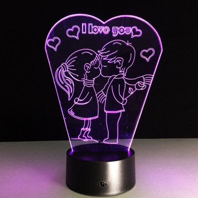 Manufacturer's creative I Love You heart vision lamp touch color stereo light LED romantic night light
