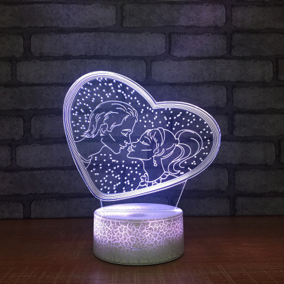 New sweet lovers table lamp, colorful bedroom nightstand 3d night lights customized valentine's day gift
