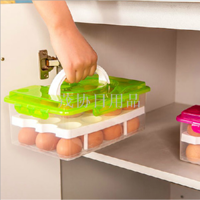 Egg Preservation Storage Box Double Layer 24 Grid Portable Shockproof Egg Packing Box