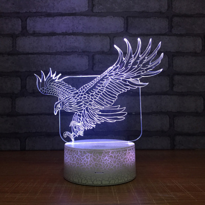 Creative eagle seven color led small night light personality explosion crack pedestal usb light new unique visual lamp