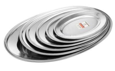 Thickened stainless steel egg-shaped plate deep and shallow oval plate plate.