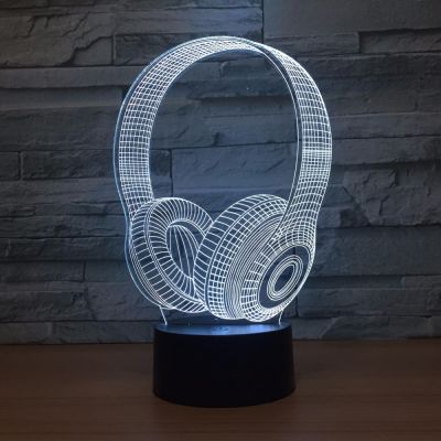 Foreign trade new headphone 3D light 7 color touch control LED visual night light gift atmosphere desk lamp