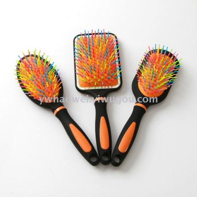 Comb manufacturer wholesale elastic paint rainbow needle massage hair care bag comb hair comb.