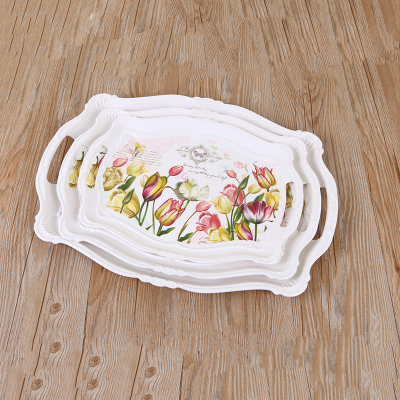 Painted tulip creative plastic tableware anti-ironing tray household fruit plate