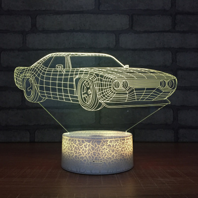 Baby creative electronic gift 3D cool car small night light children bedroom decorative light USB battery lamp 1461.