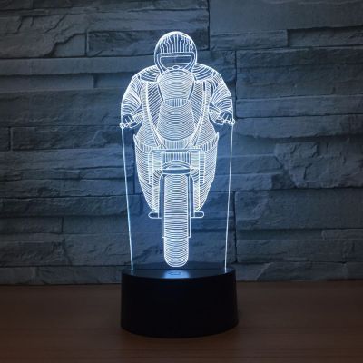 Wish hot style motorcycle 3d acrylic table lamp creative led colorful usb touch small night light