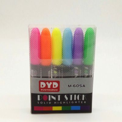 Multi-m -605A set 6 color lipstick silky rotary solid rod core dazzle color fluorescent pen.