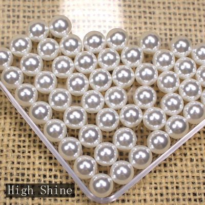 High light White No Hole Round Pearls Imitation Pearls Craft Art Diy Beads Nail Art Decoration