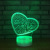 New sweet lovers table lamp, colorful bedroom nightstand 3d night lights customized valentine's day gift
