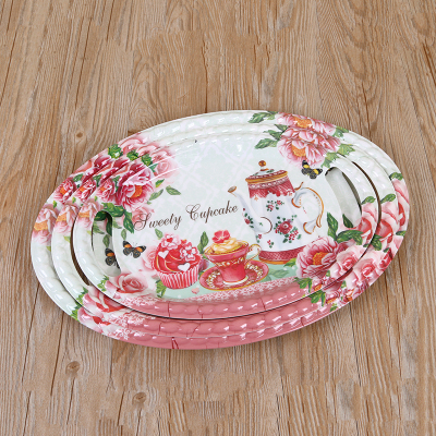 Creative 3D drawing anti-ironing family dinner plate miamine tray