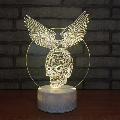 Creative eagle with the skull head led lamp touch sensitive 3d small night light acrylic USB energy-saving bedside lamp