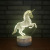 New unicorn night light creative 7 color touch new exotic 3d vision LED light
