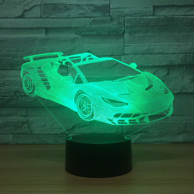 Sports car lamp creative gift 3D lamp crystal lamp new and strange ground stand product small night light