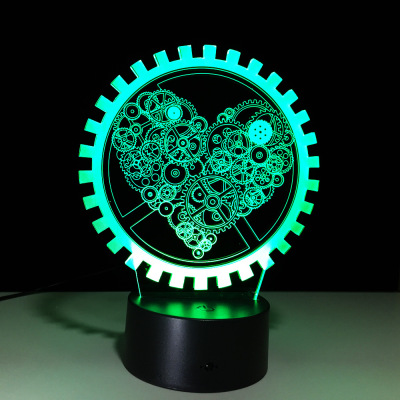 Spot wholesale new love 3d table lamp 7 color remote touch bluetooth audio led light night light creative