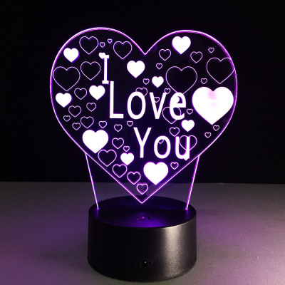 New I LOVE YOU seven color 3D lamp touch acrylic visual lamp LED colorful light night light