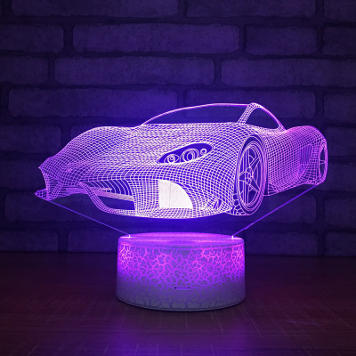 Small night light creative small car 3D stereo vision USB battery lamp, children's night light can carry remote control