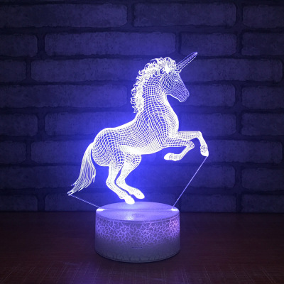 New unicorn night light creative 7 color touch new exotic 3d vision LED light