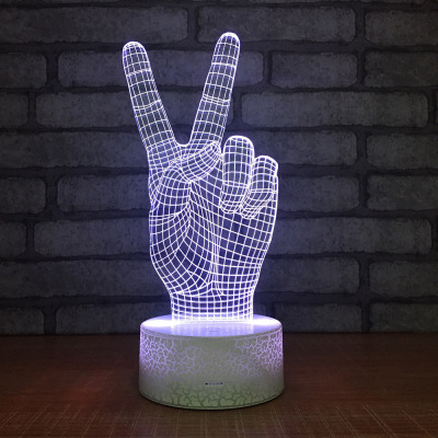 Victory gesture 3D night light LED decoration personality lamp creative birthday present bedside bedroom nightlight 040.