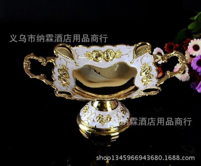 Silver-plated hollowing-out metal small fruit - cup alloy snack plate dried fruit bowl.
