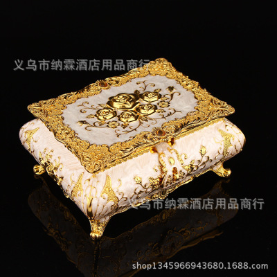 Any Zinc - alloy new European high - end packing box with diamond engraved metal jewelry box.