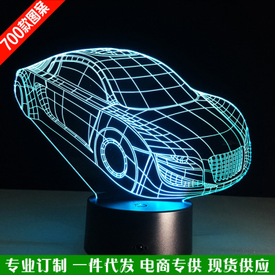 Wholesale new car desk lamp 3d night lamp led desk lamp valentine's day creative gift book lamp colorful stereo