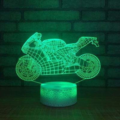 New motorcycle 3D small night light LED 7 color touch energy-saving lamp creative valentine's day gift USB lamp 122.