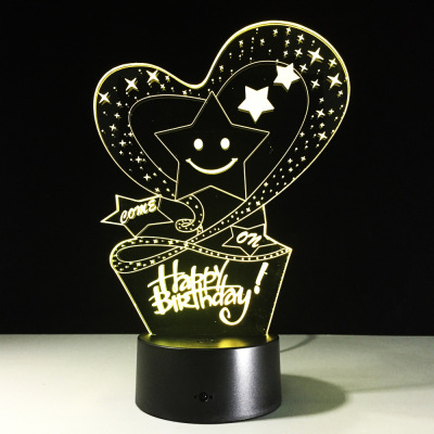 Wholesale creative birthday acrylic 3D visual lamp led desk lamp new and special decoration induction small night light