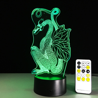 New dragon 3D lamp acrylic visual lamp remote touch 7 color lamp creative 3D small night light 334.