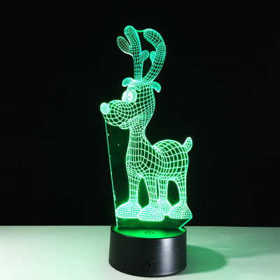 Sales of the new small deer remote control touch 7 color 3D lamp acrylic visual 3D LED touch lamp 302.