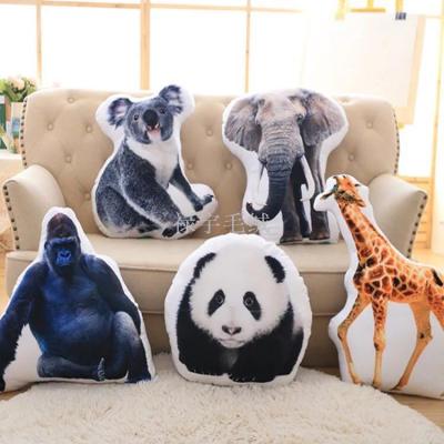 New simulation 3D printed animal world pillow nap pillow cat dog panda tiger lion pillow stuffed toy.