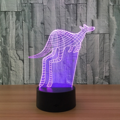 Kangaroo 3D light USB 7 color remote touch led lamp creative products gift desk lamp battery light night light 621.
