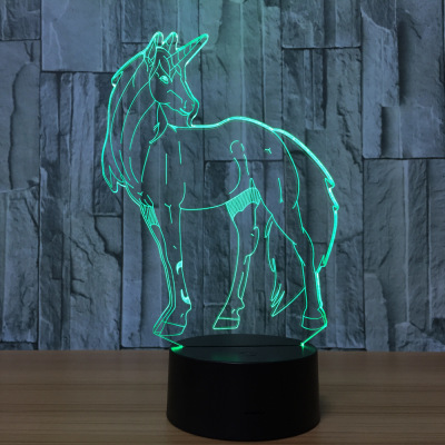 Unicorn lamp 7 color remote control led lamp novel special product 3D night light 641.